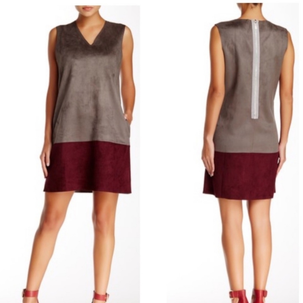 Nwot Gracia faux suede dress colorblock